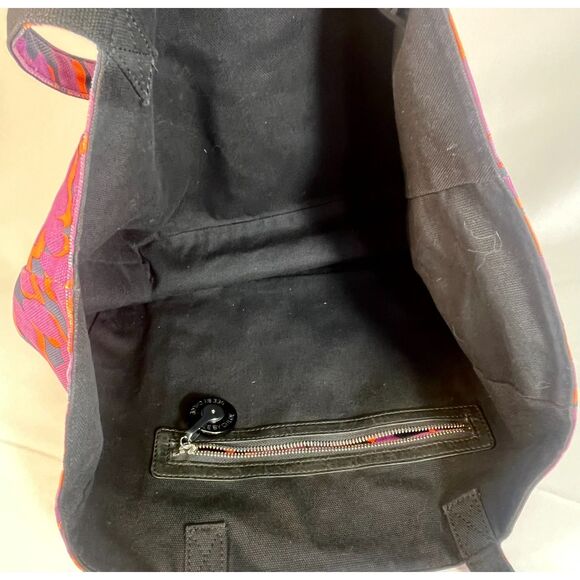 See by Chloe Black Purple Floral Mod Tote Cotton Canvas Carryall EUC - Picture 7 of 12